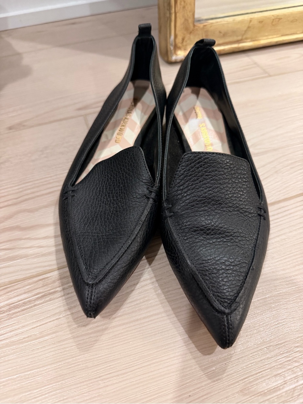Nicholas Kirkwood Black Pointed Toe Leather Flats